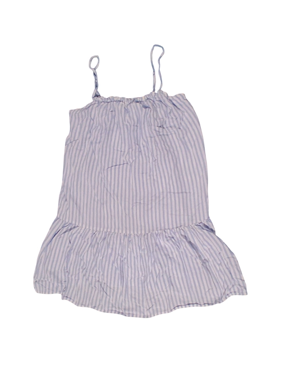 H&M Divided Light Blue White Stripped Tiered Mini Sundress Cami Blue White Sz S